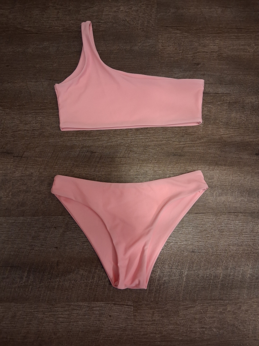 SHEIN Soft Pink One-Shoulder Bikini